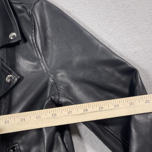 BLANKNYC Jacket Womens Small Black Faux Leather Moto Biker Zip Pockets Studs - Picture 6 of 9